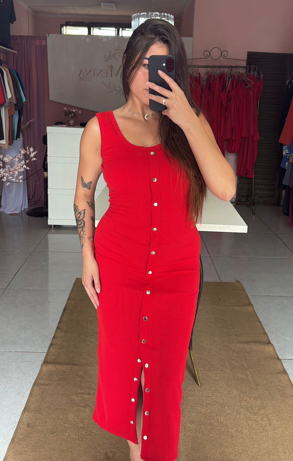 Vestido midi canelado